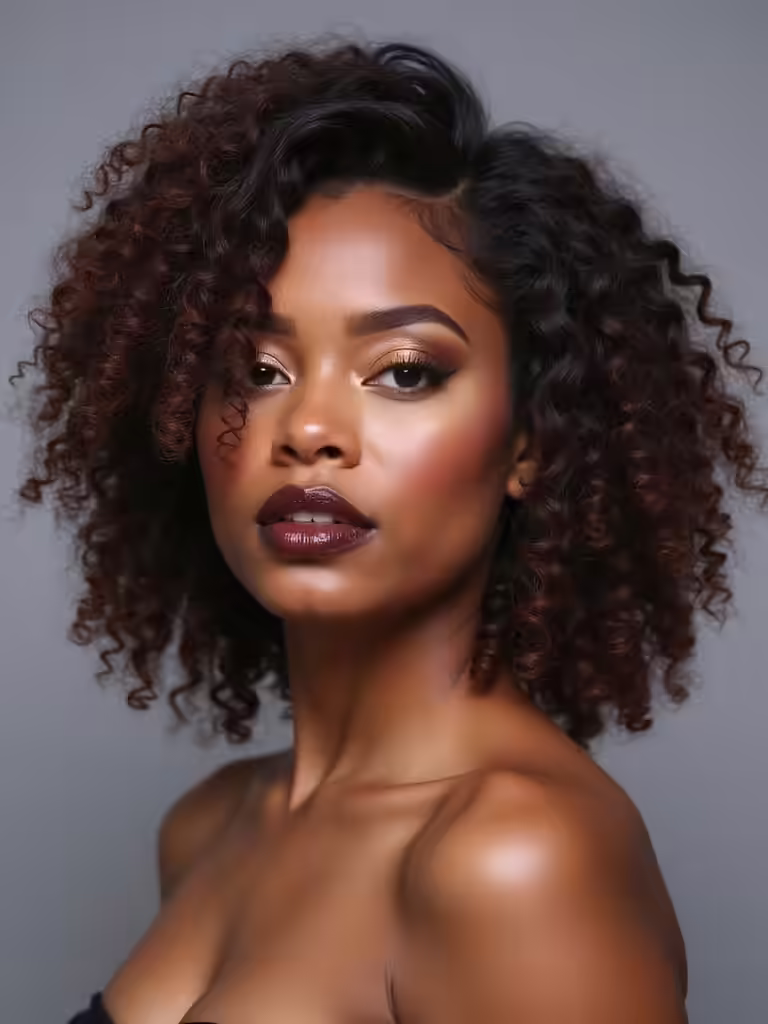 asymmetrical curly cut confidence