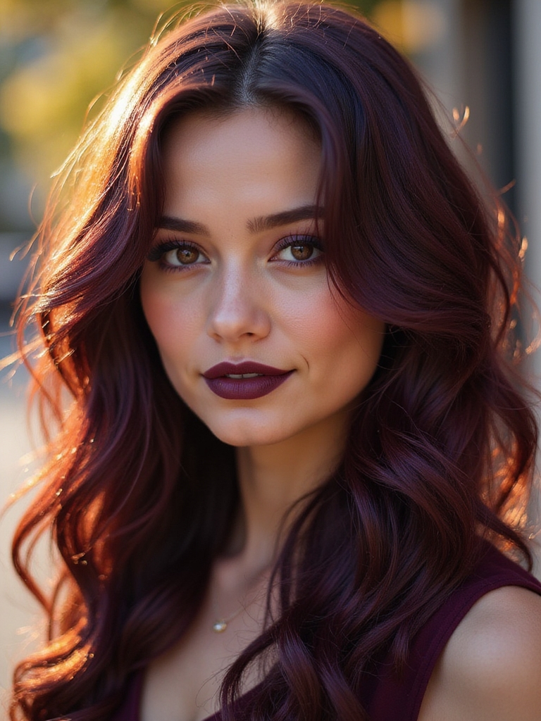 bold radiant plum hair