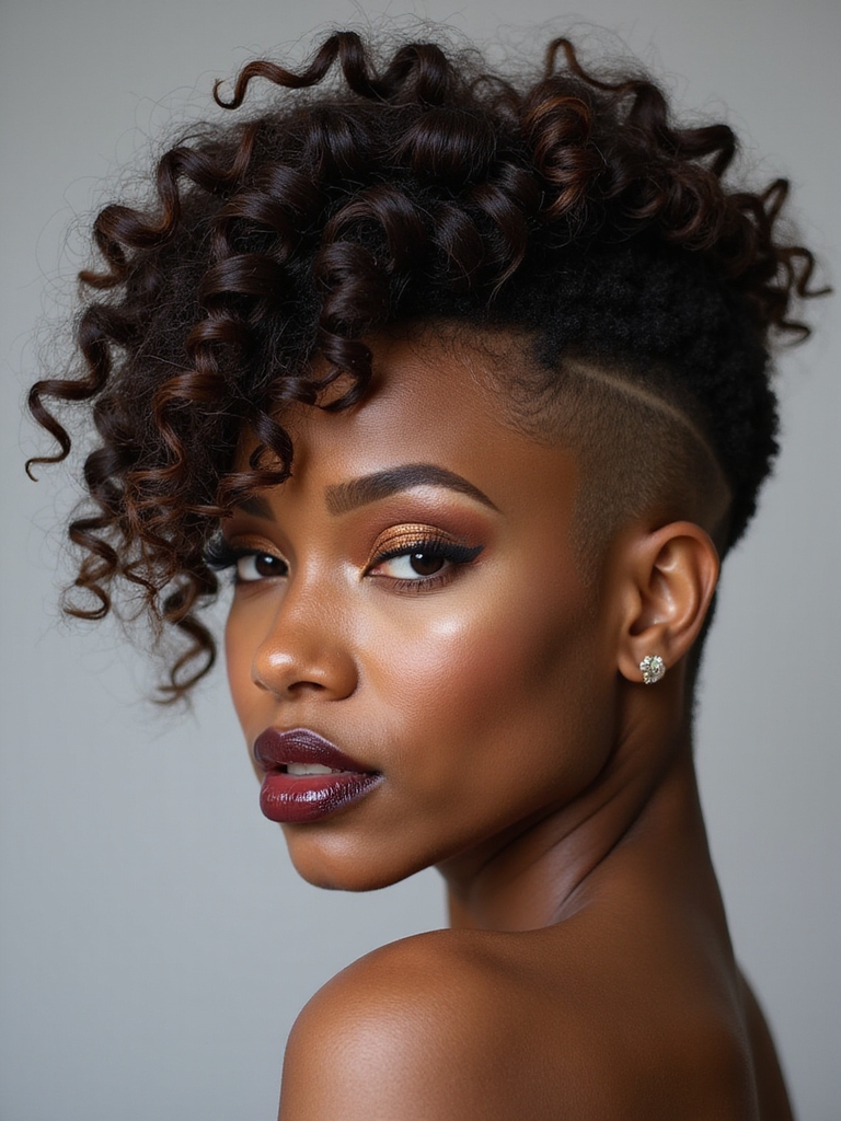 bold shaved curly style