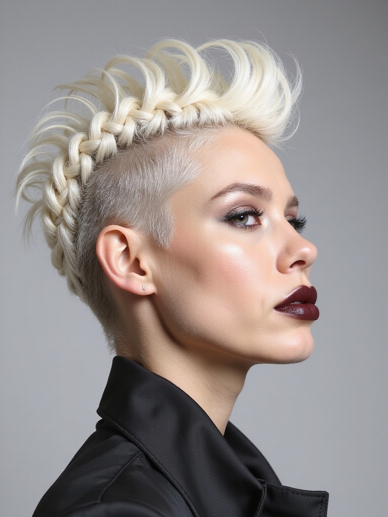 bold stylish fauxhawk braid