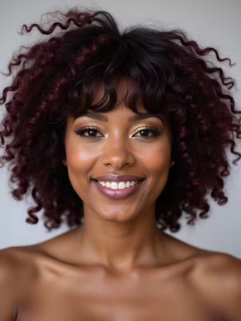 bouncy curly bangs transformation