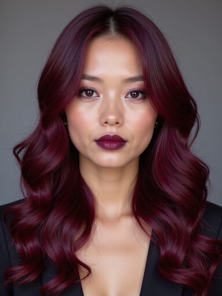 burgundy hair exudes elegance