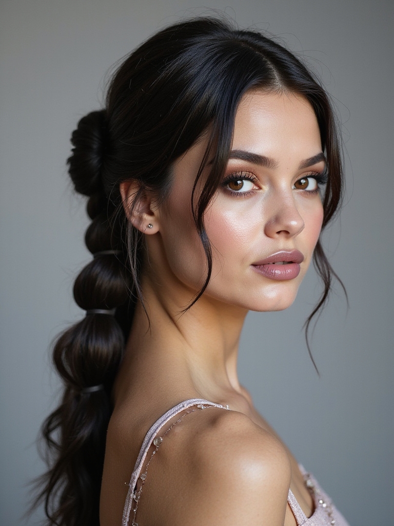 chic bubble ponytail hairstyle
