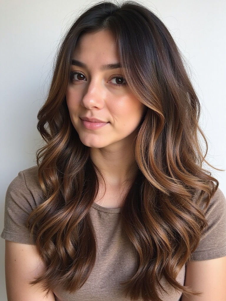 chic long layers caramel lowlights
