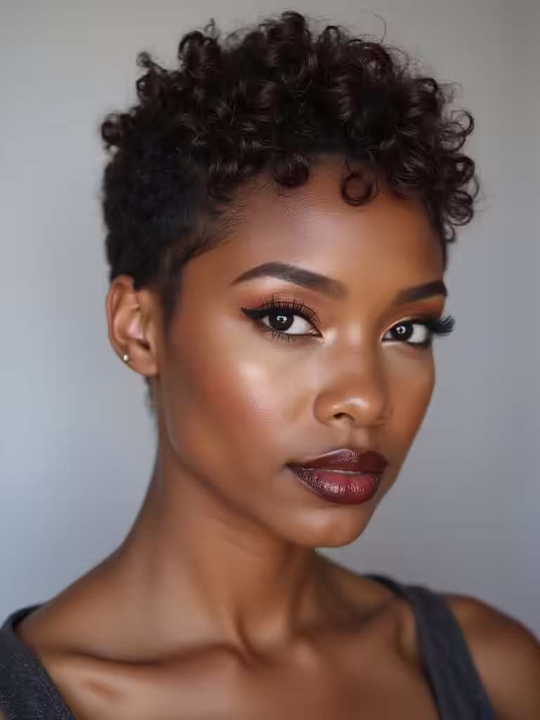 chic voluminous curly pixie
