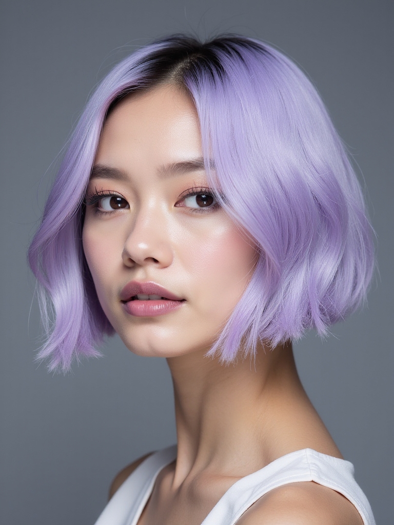 chic whimsical lavender bob
