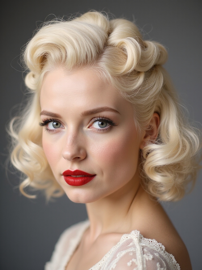 classic glamour with victory rolls