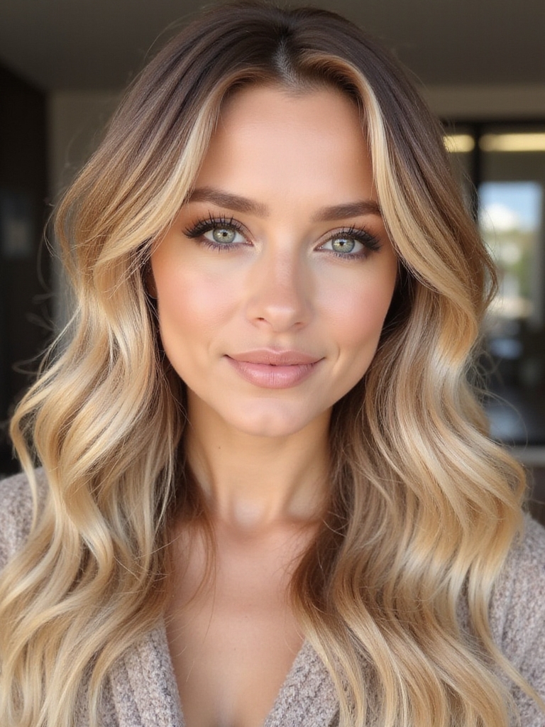 creamy brunette with highlights