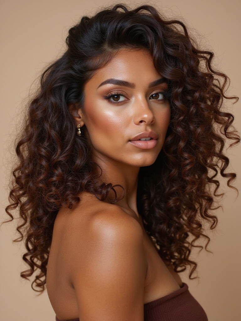 curly half updo for romance