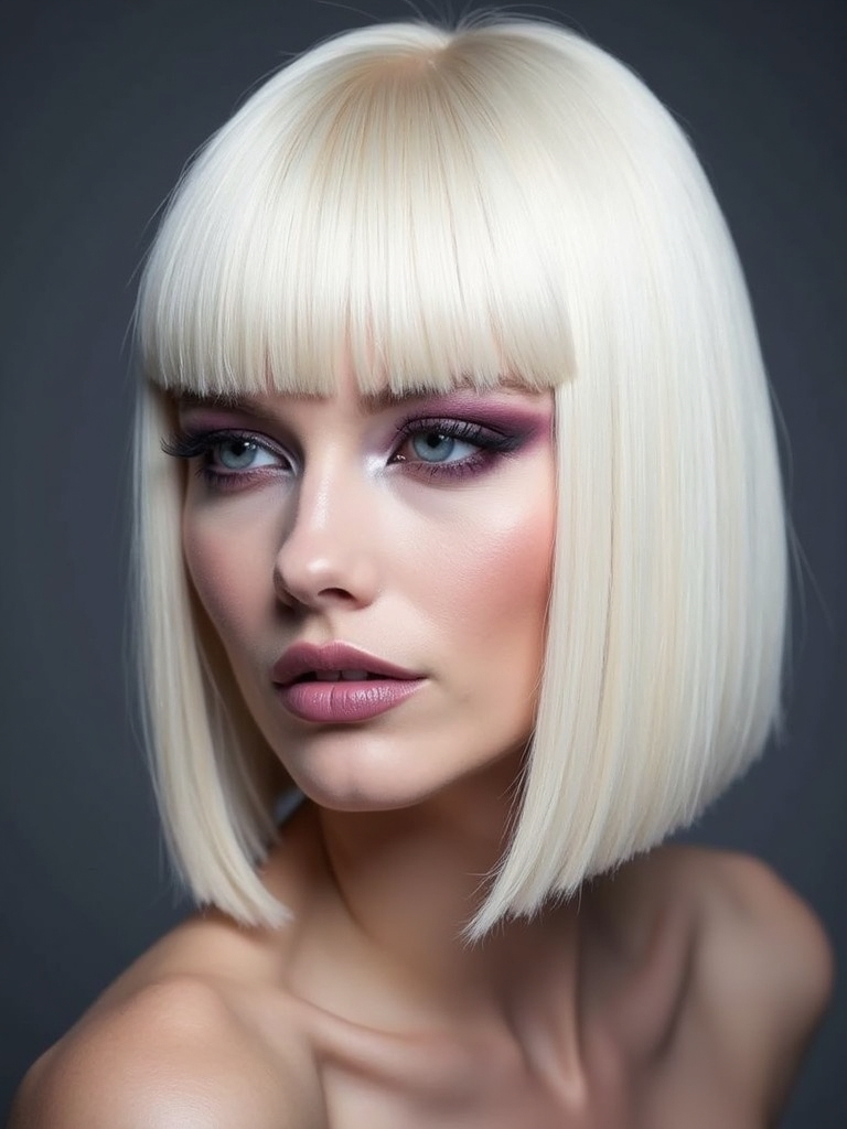 edgy ice blonde bob