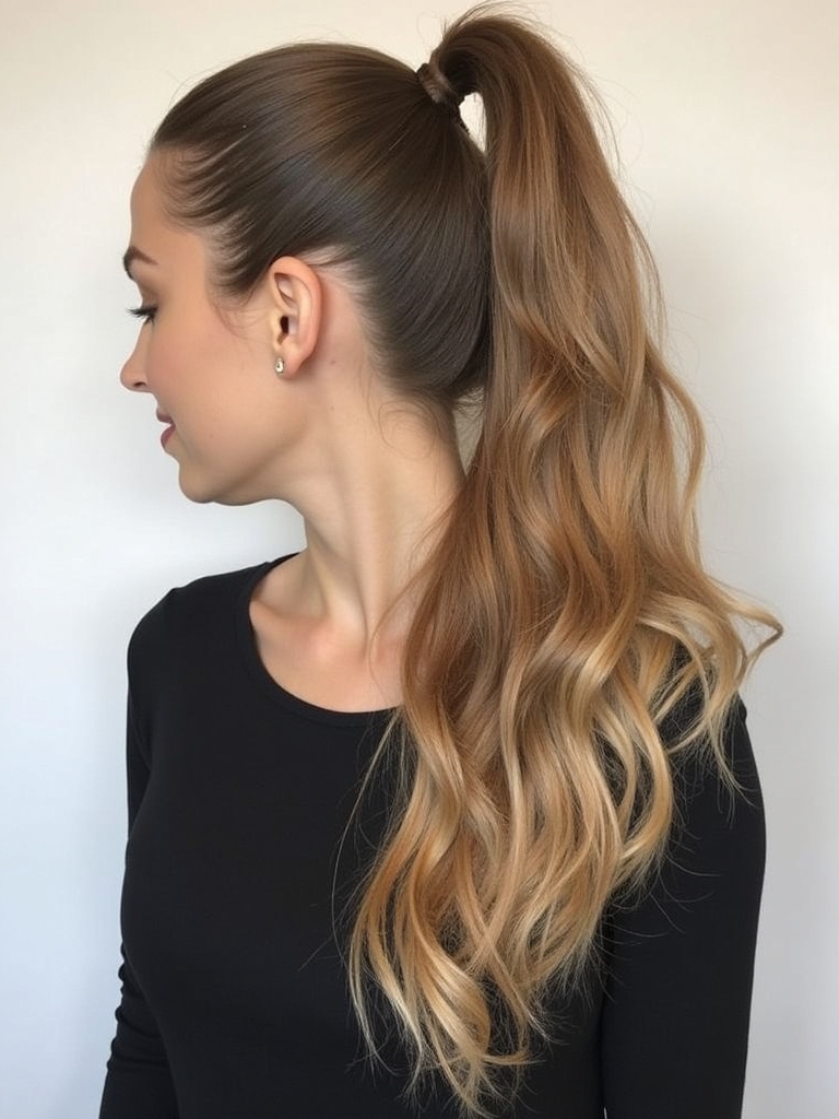 effortless layered ponytail style