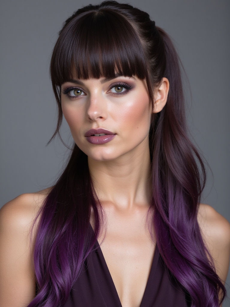elegant amethyst highlighted ponytail
