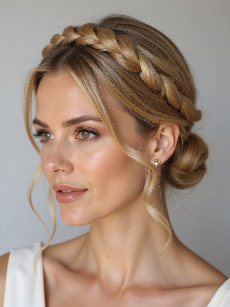elegant halo braided updo