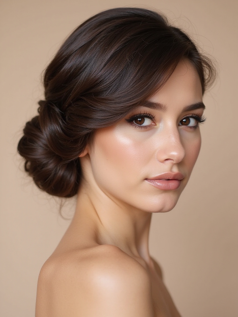 elegant low rolled updo