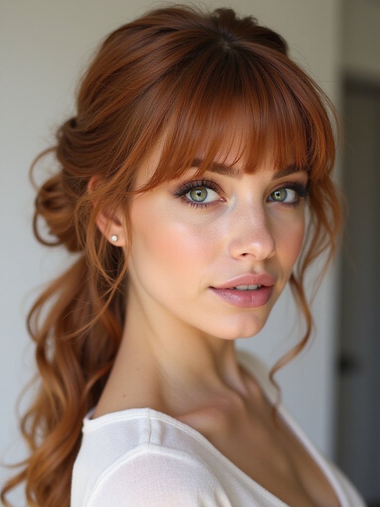 elegant updos with bangs
