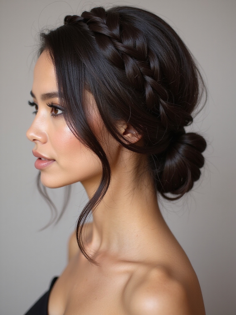 elegant waterfall braided bun