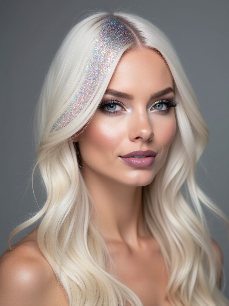 glamorous glitter hair styling