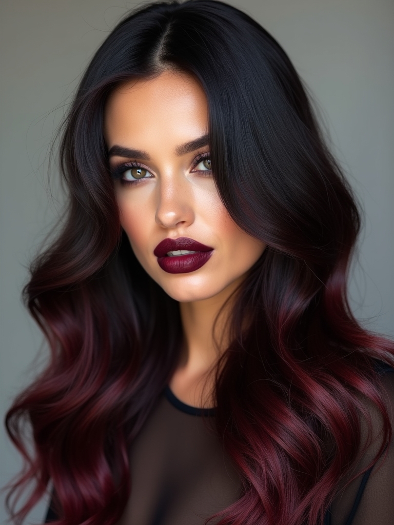 jet black burgundy elegance