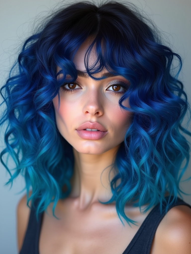 magical blue highlights for curls