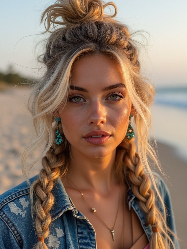 messy bun cowgirl style