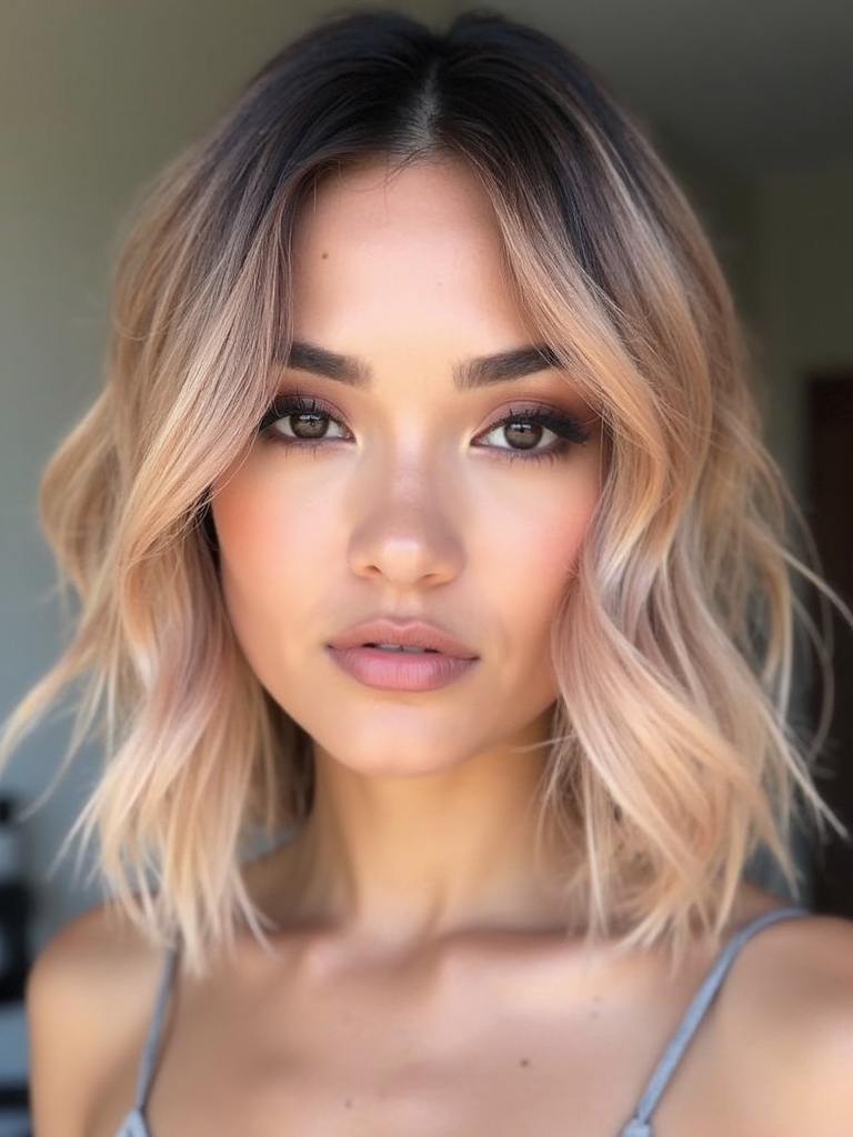 rose gold hair tips