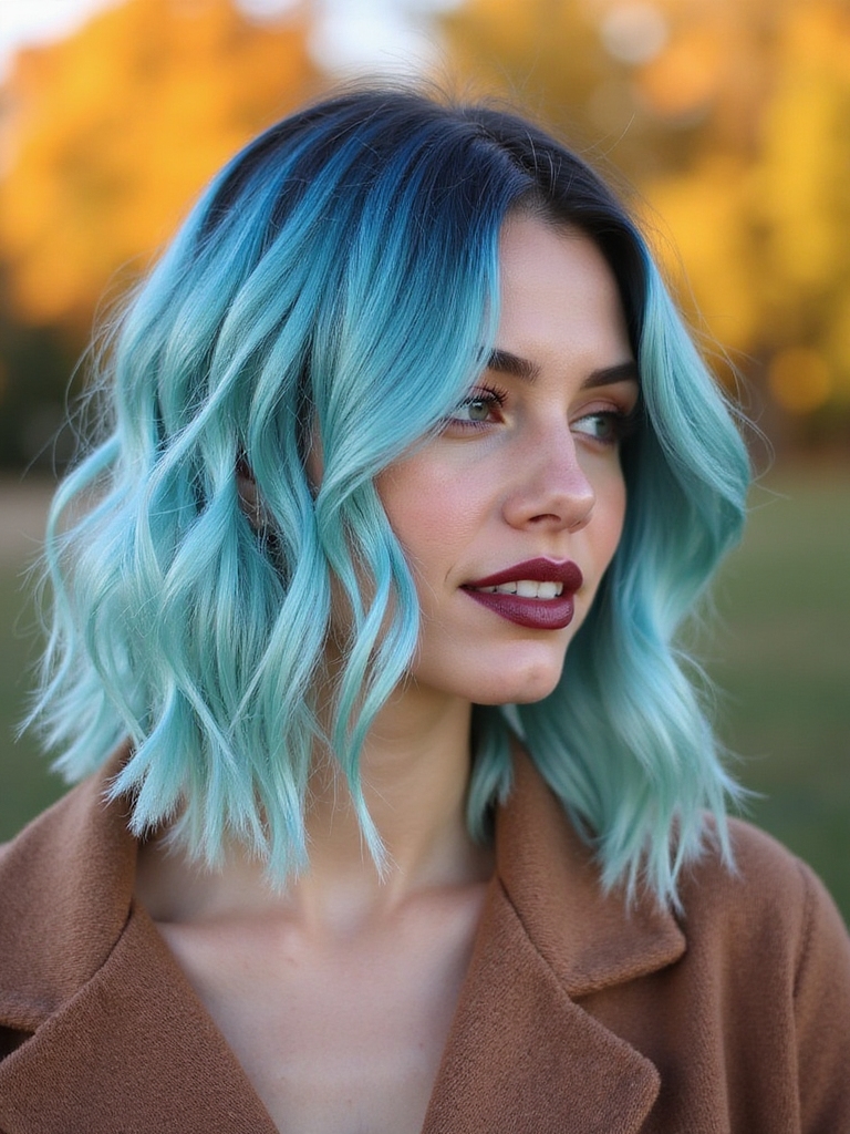 seasonal styles with blue hair
