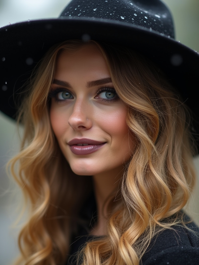 stylish hat and waves