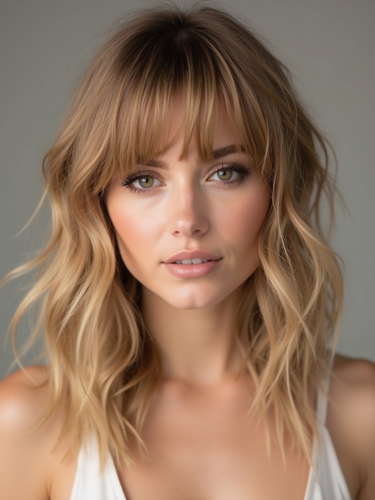textured curtain bangs styling