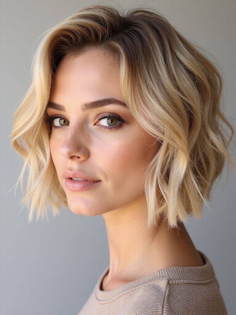 textured sandy blonde crop