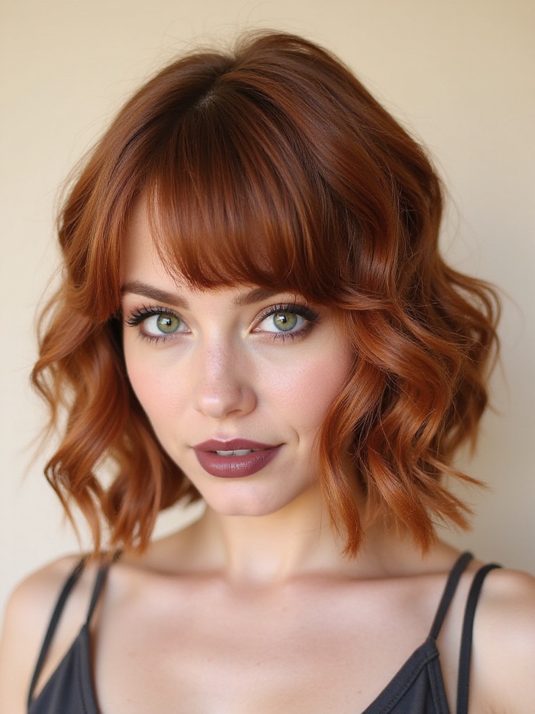 timeless curled bangs styling