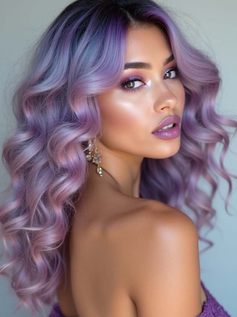 vibrant iridescent rainbow curls