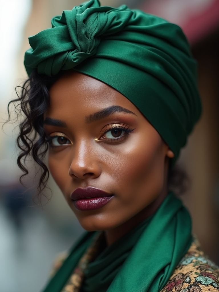 vibrant knotted headscarf style