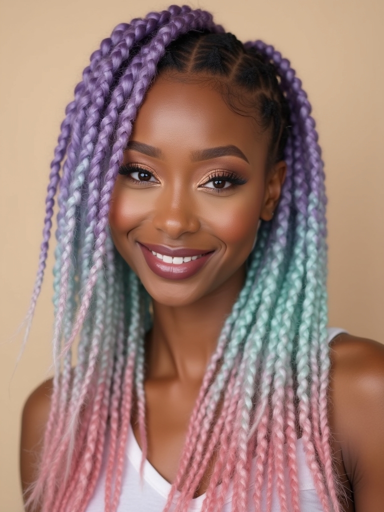 vibrant multi colored twist braids