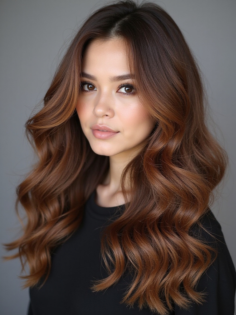 voluminous chestnut colored hair