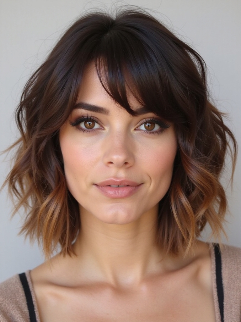 wavy bob with bangs