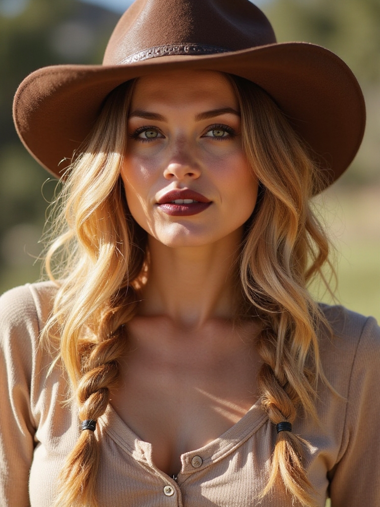 wavy locks cowboy hat