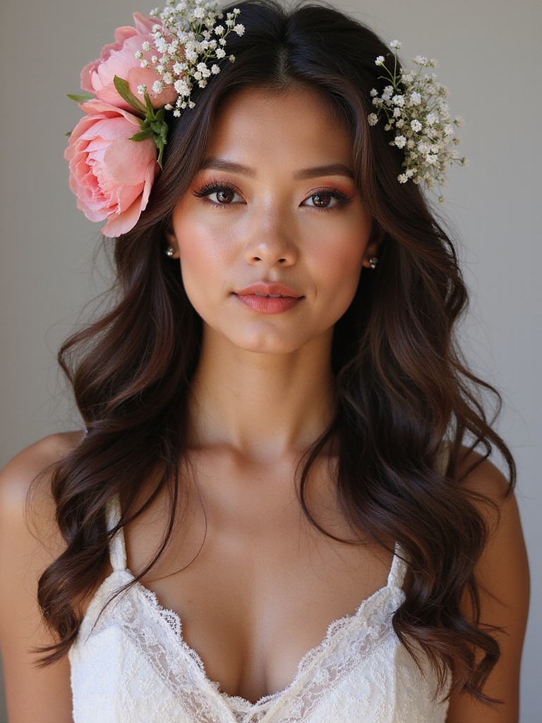 whimsical half up hairstyle blooms
