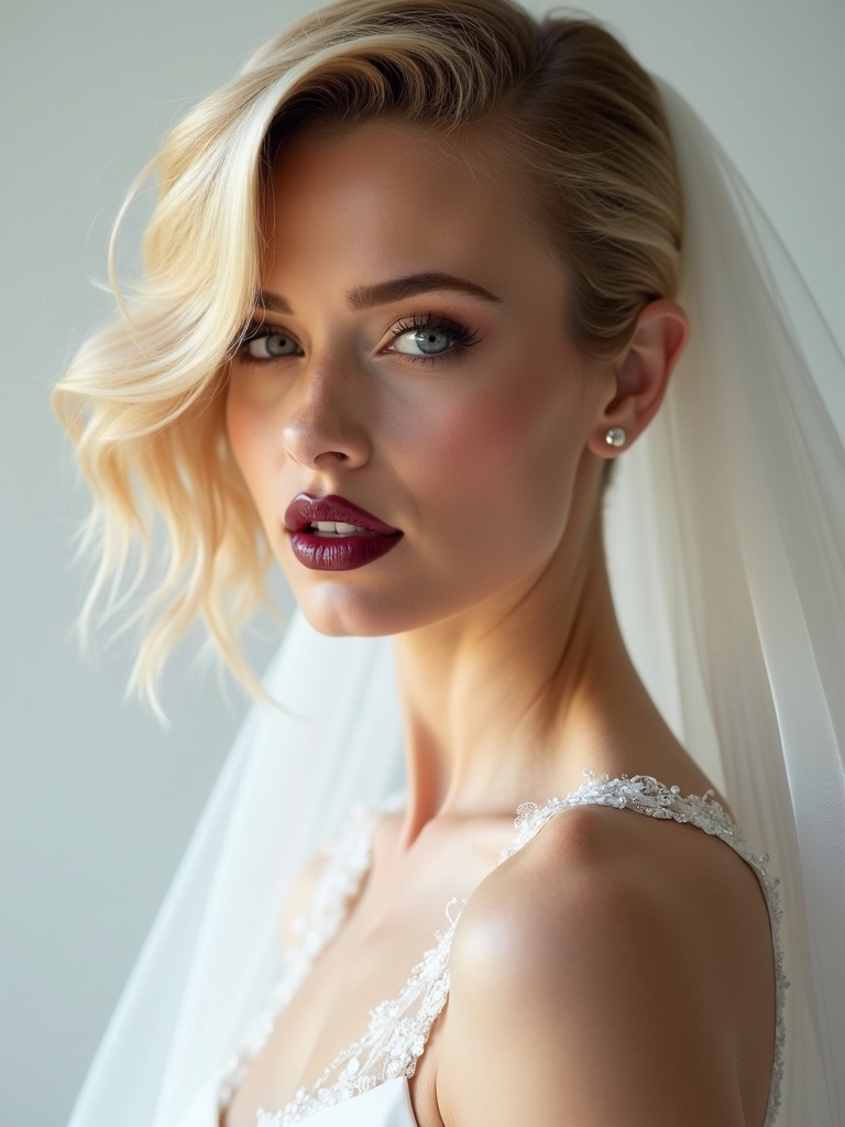 asymmetrical chic with veil