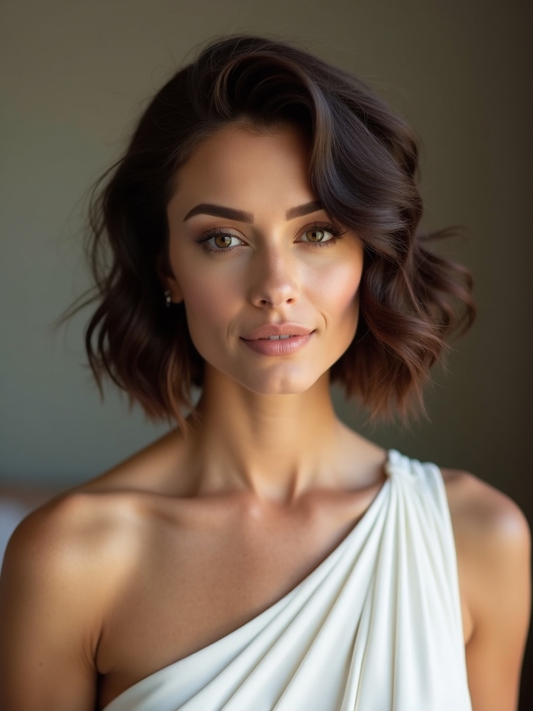 bob hairstyle one shoulder elegance