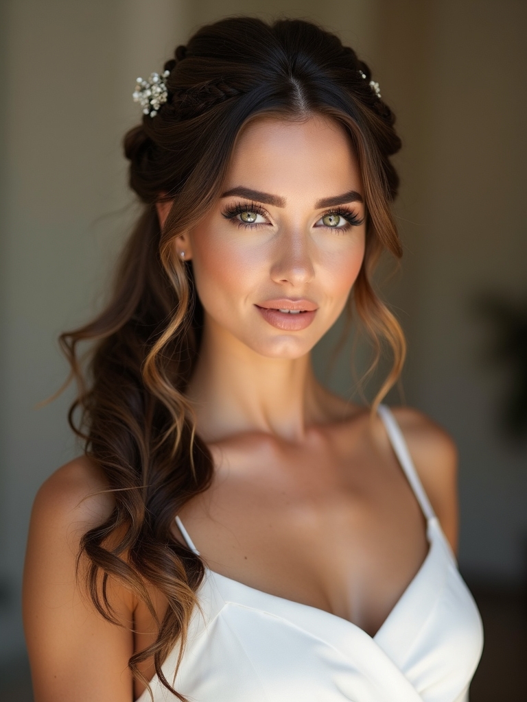 bohemian half up hairstyle elegance