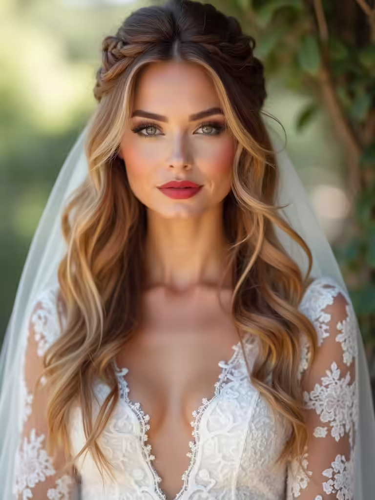 boho braid and veil