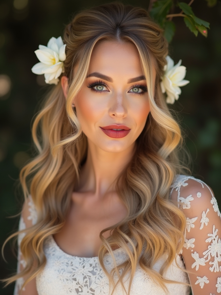 boho chic half up style