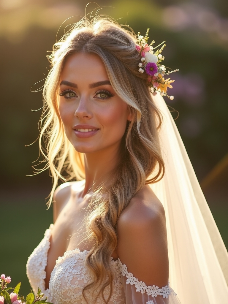 boho half up hairstyle elegance