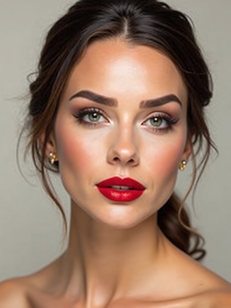 bold red lips elegantly sculpted