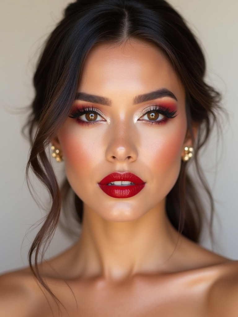 bold reds smoky eyes