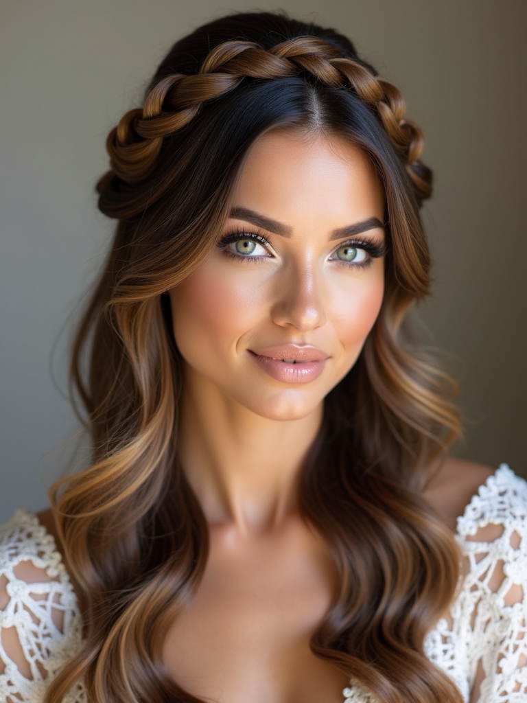 braided crown with flowing locks