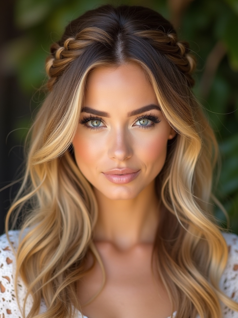 braided half up boho hairstyle