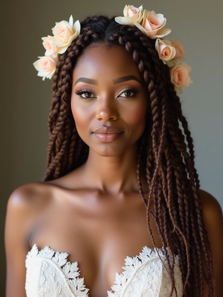braids with floral accents