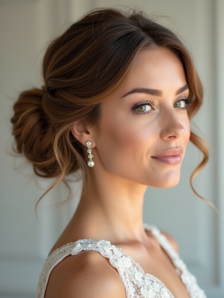 bridal bun texture dress setting