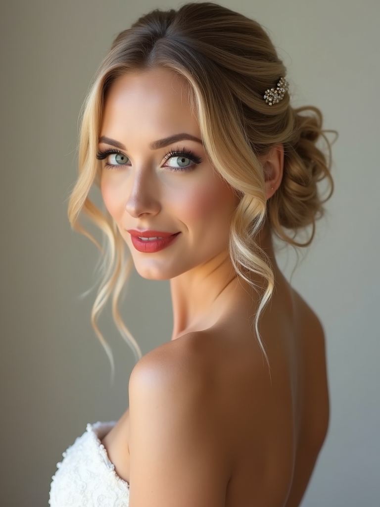 bridal hairstyles for strapless dresses